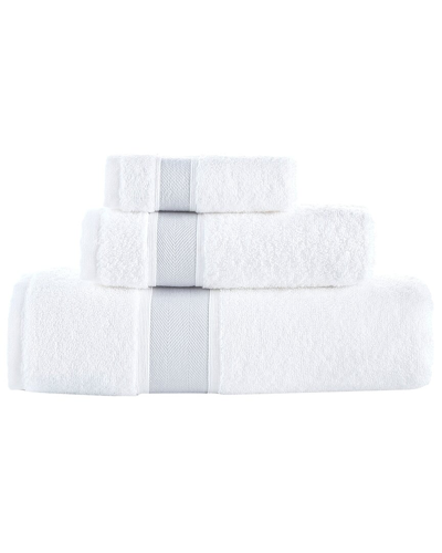 Brooks Brothers Ottoman Rolls 3pc Towel Set In Silver
