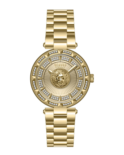 Versus Sertie Crystal Bracelet Watch In Gold