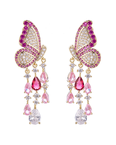 Eye Candy La Luxe Collection 18k Plated Cz Painted Lady Drop Earrings In Gold