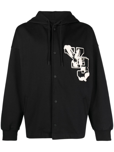 Y-3 Logo-patch Organic-cotton Hoodie In Nero