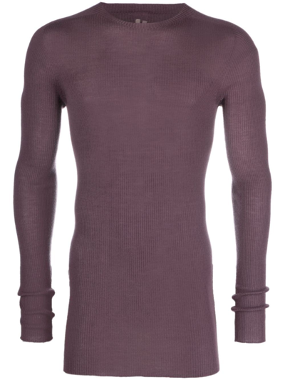 Rick Owens Ribbed-knit High-neck Jumper In Purple