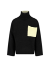 Jw Anderson Two Tone Sweater In Black  