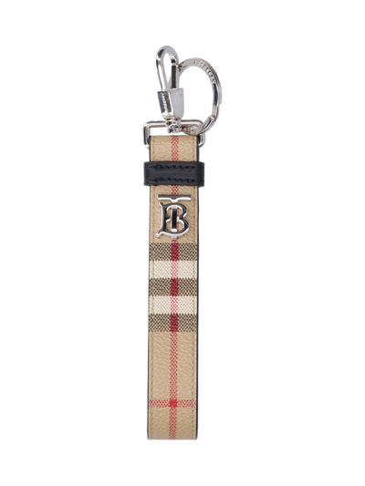 Burberry Monogram Motif Multicolor Keychain In Beige