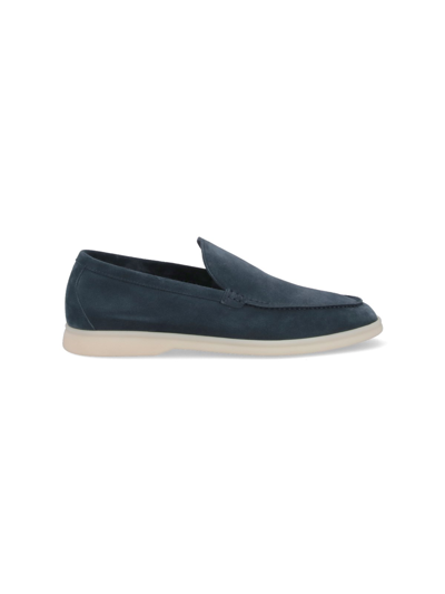 Loro Piana Summer Walk Suede Moc Toe Loafer In Blue