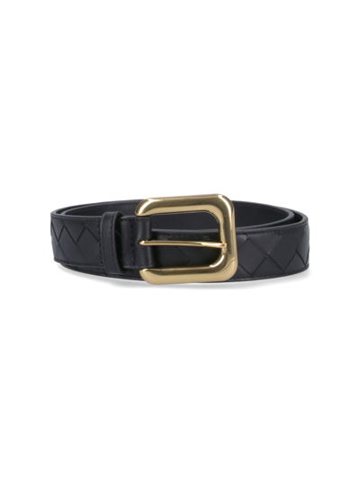 Bottega Veneta Woven Belt In Black  