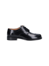 Maison Margiela Tabi Brushed Leather Derby Shoes In Black  