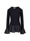 Jw Anderson Contrast Woven Hem Top In Black  