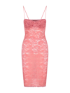Oseree Floral Lace Midi Dress In Pink