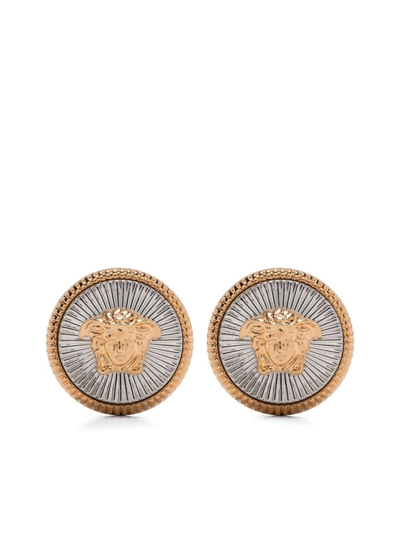 Versace Medusa Biggie Button Earrings In Gold
