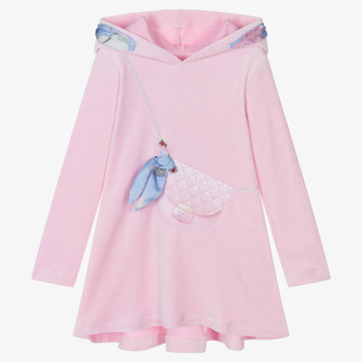 Lapin House Kids' Girls Pink Hooded Velour Bag Dress