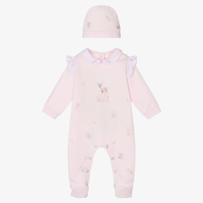 Lapin House Girls Pink Cotton Deer Babygrow & Hat Set