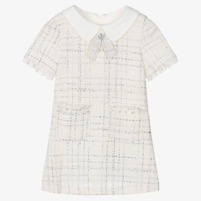 Lapin House Kids' Girls Ivory & Silver Tweed Dress