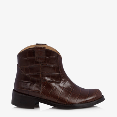 Bonpoint Girls Brown Leather Ankle Boots