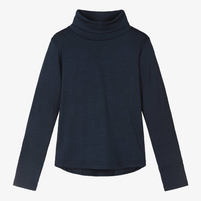 Smalls Merino Navy Blue Merino Wool Roll Neck Top