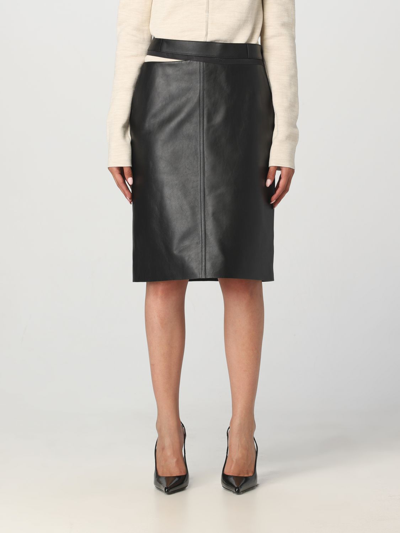 FENDI FENDI MIDI LEATHER SKIRT,392133002