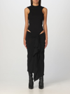 Attico Asymmetric Cut-out Jersey Dress In Black