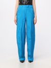Attico Jagger Logo Jacquard Satin Wide Pants In Turquoise