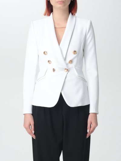 Elisabetta Franchi Shawl-lapel Double-breasted Blazer In White