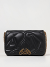 Alexander Mcqueen Alexander Mc Queen Seal Logo Small Leather Crossbody Bag In Black