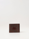 Etro Wallet In Coated Cotton With Embroidered Logo In Brown