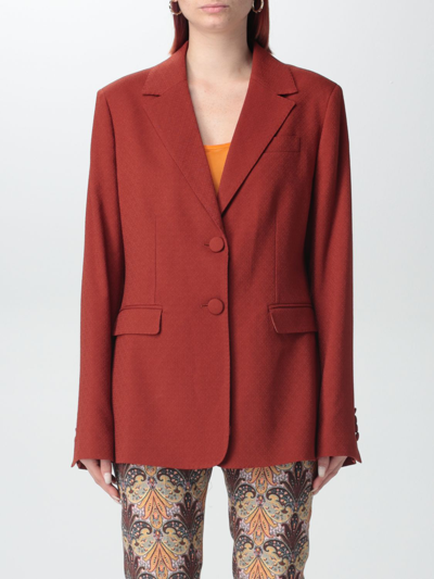 Etro Wool Blazer In Brick Red