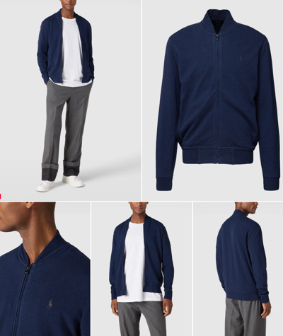 Pre-owned Polo Ralph Lauren Sweat Jacket Sweater Baseball Bomber Jacket Blouson S In Blue