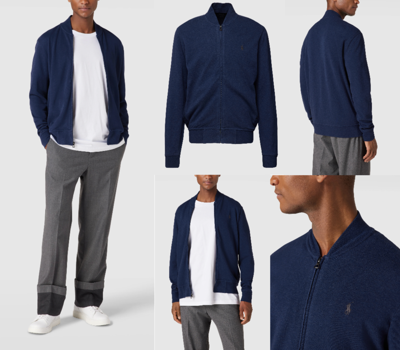 Pre-owned Polo Ralph Lauren Sweat Jacket Sweater Baseball Bomber Jacket Blouson Xl In Blue