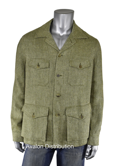 Pre-owned Ralph Lauren Purple Label Olive Linen Silk Snowdon Safari Jacket $1495 In Green