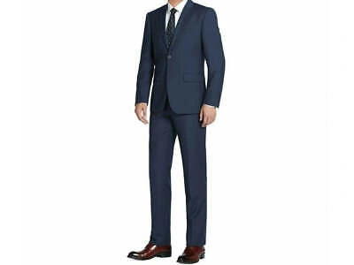 Pre-owned Renoir Men  Suit Super 140s Soft Wool 2button Side Vent Classic Fit 508 Navy Blue