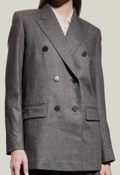 Pre-owned Lafayette 148 $1798  Women's Gray Wool Double-breasted Blazer Coat Jacket Size L