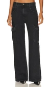 Agolde Minka Wide Leg Cargo Jeans In Black