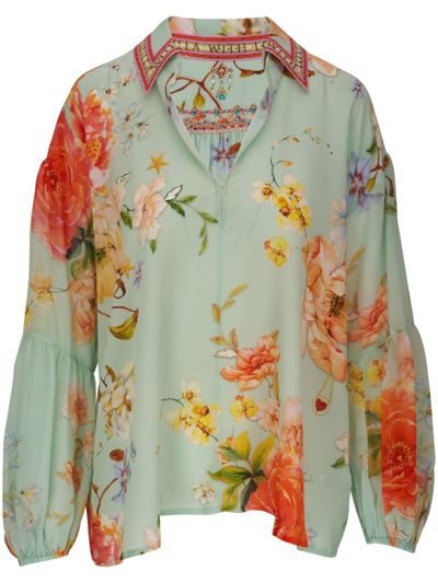 Camilla Seidenbluse Mit Blumen-print In Multicolour