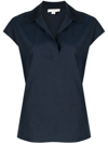 Vince Cap-sleeve Polo Popover Top In Coastal