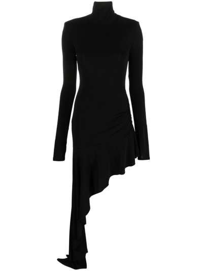 The Andamane Asymmetric Long Dress In Black  
