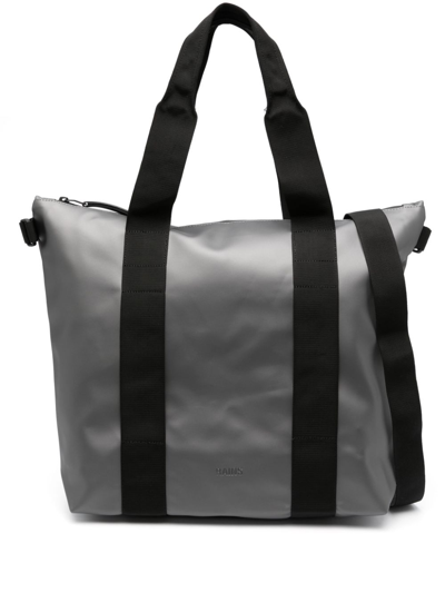 Rains Logo-debossed Zipped Tote Bag In Grau