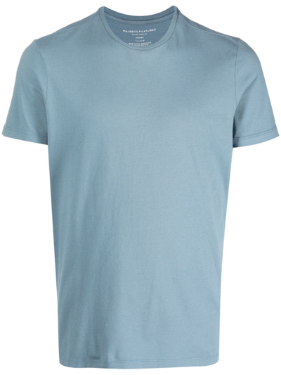 Majestic Crew-neck Cotton T-shirt In Blau