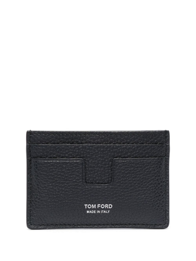 Tom Ford Logo-print Leather Cardholder In Blau