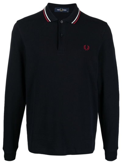 Fred Perry Logo-embroidered Cotton Polo Shirt In Blau