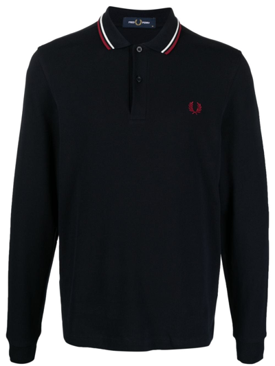 Fred Perry Logo-embroidered Cotton Polo Shirt In Blue