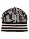 BALMAIN LOGO-JACQUARD WOOL BEANIE