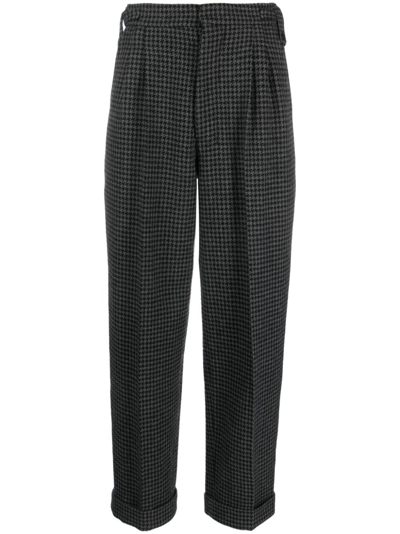 Nanushka Houndstooth-pattern Cropped Trousers In Schwarz