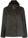Barbour Avon Wax-cotton Hooded Jacket In Braun