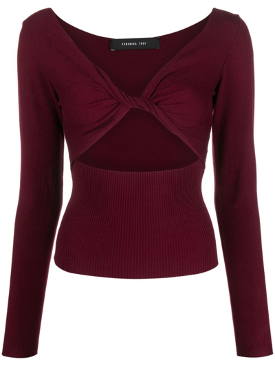 Federica Tosi Knot-detail Knitted Top In Rot