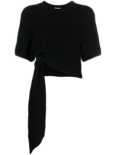 Nanushka Davita Asymmetric Terrycloth Top In Black