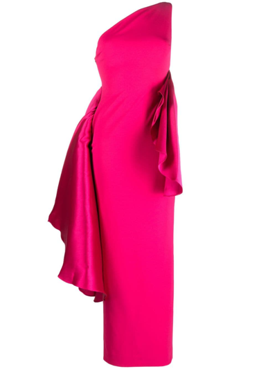 Solace London Calla One-shoulder Maxi Dress In Cerise