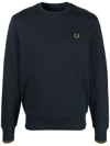 FRED PERRY LOGO-EMBROIDERED COTTON SWEATSHIRT