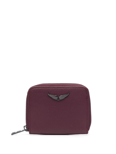 Zadig & Voltaire Mini Zv Logo-plaque Leather Wallet In Violett