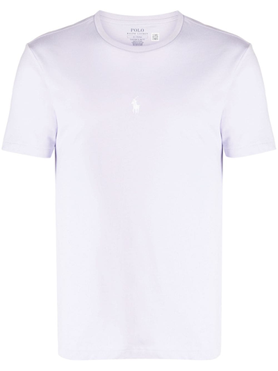 Polo Ralph Lauren Polo Pony Embroidered Cotton T-shirt In Purple