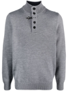 Fay Button-placket Virgin Wool Jumper In Grau
