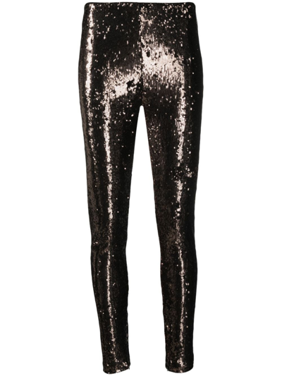 Genny Sequin-embellished Leggings In Grey